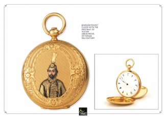 Sultan Abdülmecid portresi ile mücevherli cep saati, osmanlı, 19. yüzyıl