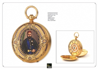 Sultan Abdülaziz portresi ile mücevherli cep saati, osmanlı, 19. yüzyıl
